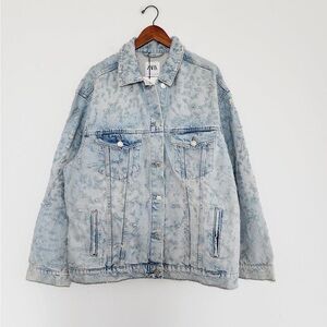 NWOT Zara TRF Trucker Jacket Light Wash, Distressed,.